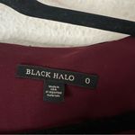 Black Halo  l Maroon Velvet Long Sleeve V Neck Mini Cocktail Bodycon Dress Size 0 Photo 5