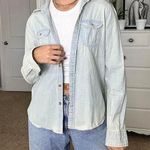 American Eagle Women's Lightwash Denim Shirt Photo 0