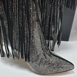 INC International Concepts Is Black and Silver Bling Fringe Heeled Boots Sz 7.5M Photo 8