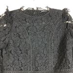 EXPRESS Black Lace Ruffle Long Sleeve Top with Mock Neck Zipper Back Size XS Photo 2
