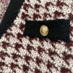 Anthropologie Maeve Sz: M  sweater Maroon White Houndstooth Vneck Cardigan. Photo 9