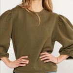 Etica Marie Puff Sleeve Sweatshirt Size Small Sea Turtle Green French Terry Photo 0
