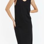 Bassike Tank Dress Bias Raw Hem Midi Cotton Medium Beachy Boho Coastal Chic Black Photo 1