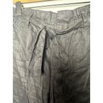 Magaschoni Black Linen Paper Bag Waist Belted Shorts Women's Size S Photo 2