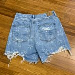 American Eagle Denim Shorts Womens‎ Size 4 Highest Rise Baggy Distressed Floral Blue Photo 1