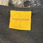 Katina Marie Women's whimsical Peacock Print Long Sleeve Top Black Large Gray Photo 4