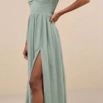 Lulus  Small Radiant Charisma Sage Brush Chiffon Ruched Tie-Strap Maxi Dress 1X Photo 0