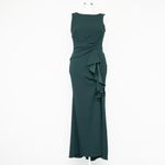 Betsy and Adam  Christine Scuba Crepe Ruffled Bow Gown Photo 1