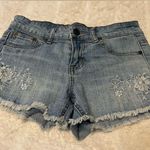 Eunina Mid Rise Shortie Denim Shorts With Flowered Embroidery Photo 2