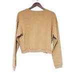 MONROW Tan Cropped Crewneck Sweatshirt Pullover Half Zip Boxy Casual Size XL New Photo 2