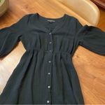 Saks 5th Avenue Saks Fifth Avenue Black Gauze Button Down Midi Dress Bell Sleeves Size Small Photo 2