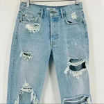 GRLFRND Helena Straight Jeans Women's 25 Blue High Rise Button Fly Distressed Photo 7