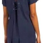 Theory Spring Navy Caliver Linen Blend Blue Lace Back Dress size 8 Photo 1