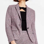 Bar III  Women’s $139 NWT Size 8 Pink Tweed Single Button Blazer Jacket New Photo 0