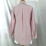 JOAN RIVERS Red White Striped Button Shirt Floral Embroidery Womens S Bohemian Photo 4