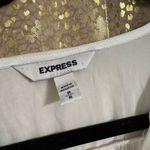 EXPRESS  White Silky Button Down Long Sleeve Bodysuit Blouse Medium Photo 3