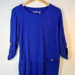 Soft Surroundings Cobalt Blue Boat Neck Top Diagonal Raised Stripes - Size L Photo 0