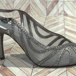 Adrianna Papell  Silver Mesh Rhinestone Embellished Slingback Heels Shoes Women 9 Photo 0