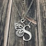 Letter S Initial Butterfly Necklace Silver Photo 3