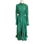 Buxom Curvy Maxi Dress Button Up Tiered Layered Ruffles Sz 3X Boho NWOT READ Green Photo 2