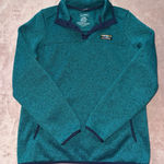 L.L. Bean Women's Sweater Fleece Snap Pullover Jacket Teal Blue Size Medium Photo 0