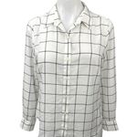 Banana Republic  White Plaid Checkered Button Down Long Sleeve Shirt Blouse Top S Photo 0