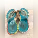 CORKYS POPPY TURQUOISE HAND PAINTED LEATHER SANDALS SIZe 9.5 Blue Photo 2