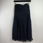 J. Crew Arabelle Size 8 Dress Navy Silk Chiffon Formal Bridesmaid Strapless Blue Photo 2