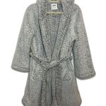 Aerie Gray Sherpa Hooded Belted Robe Cozy Fleece Spa Lounge Warm Pockets Bath M Size M Photo 1