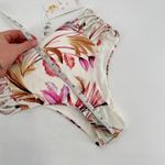 Tinibikini NWT  High Waisted Caged Strappy White Floral Pink Bikini Bottoms Small Photo 8