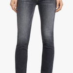 NWT MOTHER Women's Pixie Mid Rise Dazzler Ankle Up in Smoke Jeans size 33 Black Photo 0