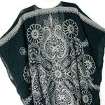 American Eagle  Long Bohemian Fringed Paisley Black Kimono Cardigan One Size Photo 6