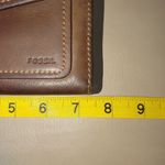 Fossil Brown Leather Wallet Clutch Multiple Slots Snap Zip Closures Organizer Photo 7