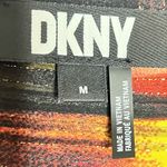 DKNY  Metallic Brushstroke Blouse Long Sleeve Split Neck Black Red Size M Photo 4