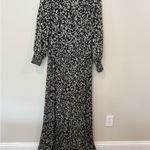 Ba&sh Lisi Pleated Printed Crepe Maxi Dress Floral Long Sleeves Size Medium 1977 Photo 2