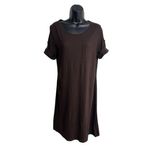 Faded Glory  Women Small Pocket Tee Brown T-shirt Midi Dress Skater Casual Cotton Photo 1