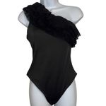 Endless Rose Elegant Black Tulle Ruffled One Shoulder Bodysuit EUC Medium Photo 1