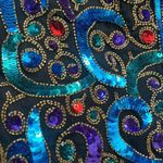 Vintage Scala Jacket Collarless Cropped Sharp Shoulder Blazer Metallic Sequin Black Size undefined Photo 9