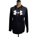 Under Armour  Black Cold Gear Pullover‎ Hoodie White Logo Athletic Sweatshirt SM Photo 3