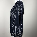 Laundry by Shelli Segal Blouse Large Black Lace Brocade Over Mesh Scalloped Hem Photo 6