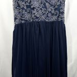 Candalite Plus Size 2X Formal Dress Navy Blue Floral Lace Tulle Prom Party 1233 Photo 2