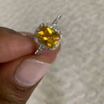 Australian Crystal Square Stone Ring Dipped In White Gold... Yellow Photo 6