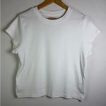 Madewell  Women’s White Ribbed Supima Cotton Preppy Tee Baby Tee Size XL Photo 0