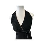 Vtg Halter Dress Y2K Wrap V Neck Grunge Goth Whimsy Witchy Sz Large Stretch Pink Black Photo 2