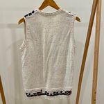 Vintage Speckled Floral Cottage House Tree Print Button Front Sweater Vest in Cream Tan Size L Photo 3