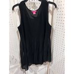Sunny Leigh Black Pleated Asymmetrical Hem Tank Top Women Size L Photo 2