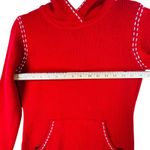 Ann Taylor  LOFT‎ Hoodie Sweater Knit Pullover Red White Stitch Small Cottagecore Photo 4