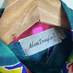 Vtg Adam Douglass Shirt ladies S Multicolor Silk Jaguar Animal Print 90s retro Blue Photo 4