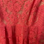 Free People  lined crochet open back sleeveless mini dress in coral Photo 4
