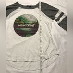 Rue 21  Women’s Wanderlust White & Gray Baseball 3/4 Sleeve T-shirt Size M Photo 3
